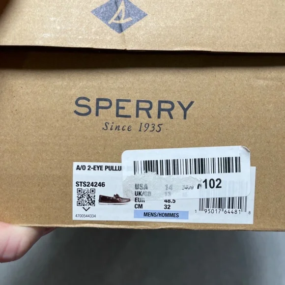 Sperry Authentic Original 2-eye pull-up Boat Shoe Dark Brown Mens US14 - Picture 10 of 11